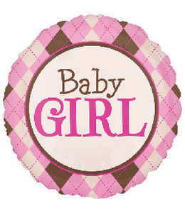 U.S Balloon 18 " Mylar - Argyle Baby Girl