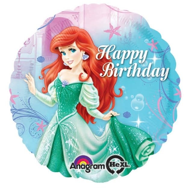 Anagram 18 Inch Mylar Balloon-Little Mermaid Ariel Happy Birthday.