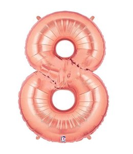 Betallic 40 Inch Megaloon Mylar Balloon Number Rose 8 Gold