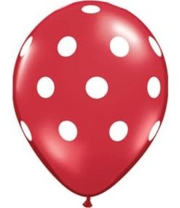 Qualatex 16" Qltx Printed Latex Big Polka Dots Fp Pk/5 - Red