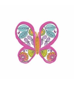 Anagram 27 Inch Mylar Balloon Pink Floral Butterfly