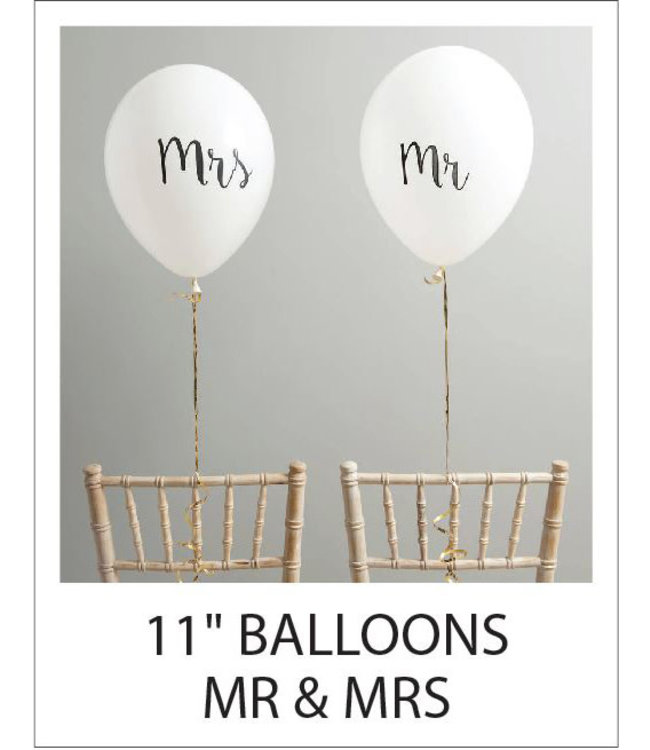 Bubblegum Balloons 11 Inch Printed Latex Balloon-Mr & Mrs