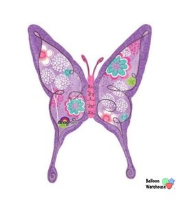 Anagram 37 Inch Mylar Balloon Purple Floral Butterfly
