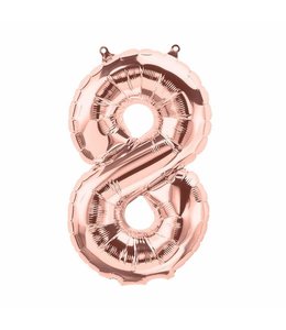 North Star Balloons 16 Inch Airfill Balloon Number 8 Rose Gold