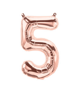 North Star Balloons 16 Inch Airfill Balloon Number 5 Rose Gold