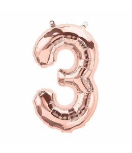 North Star Balloons 16 Inch Airfill Balloon Number 3 Rose Gold
