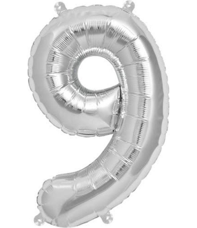 North Star Balloons 16 Inch Airfill Balloon Number 9 Silver