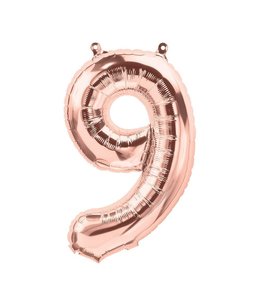 North Star Balloons 16 Inch Airfill Balloon Number 9 Rose Gold