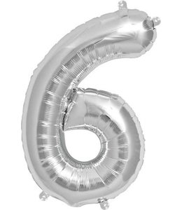 North Star Balloons 16 Inch Airfill Balloon Number 6 Silver