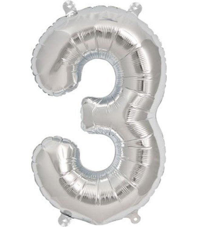 North Star Balloons 16 Inch Airfill Balloon Number 3 Silver