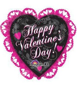 Anagram 23 Inch Mylar Balloon Intricate Happy Valentines Day Pink/Black