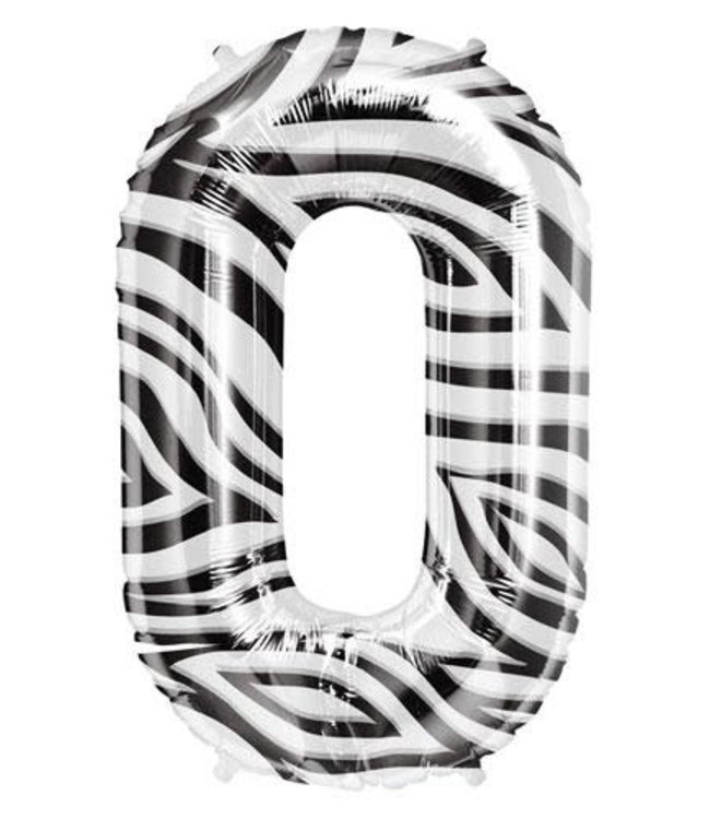 North Star Balloons 34" Number 0 Zebra