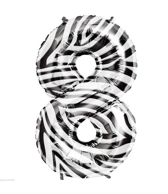 North Star Balloons 34 Inch Balloon Number 8 Zebra