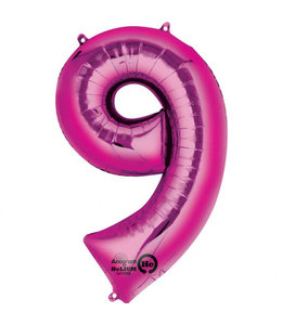 Anagram 34 Inch Balloon Number 9 Pink