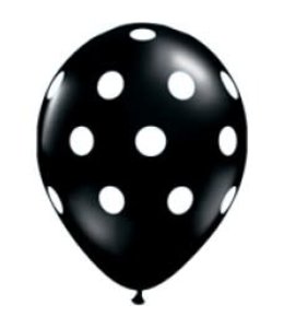 Qualatex 16 Inch Qualatex Printed Latex Balloons Big Polka Dots 25ct-Black
