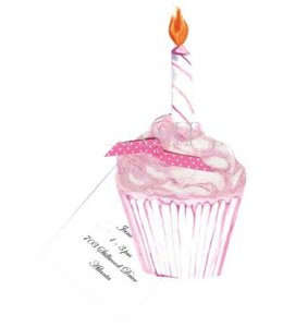 Stevie Streck Designs Imprintable Invitation Cards (Box)  - 1st Pink Cupcake