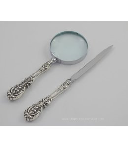 Two's Company Magnifier And Letter Opener Set-Antiqued Silver