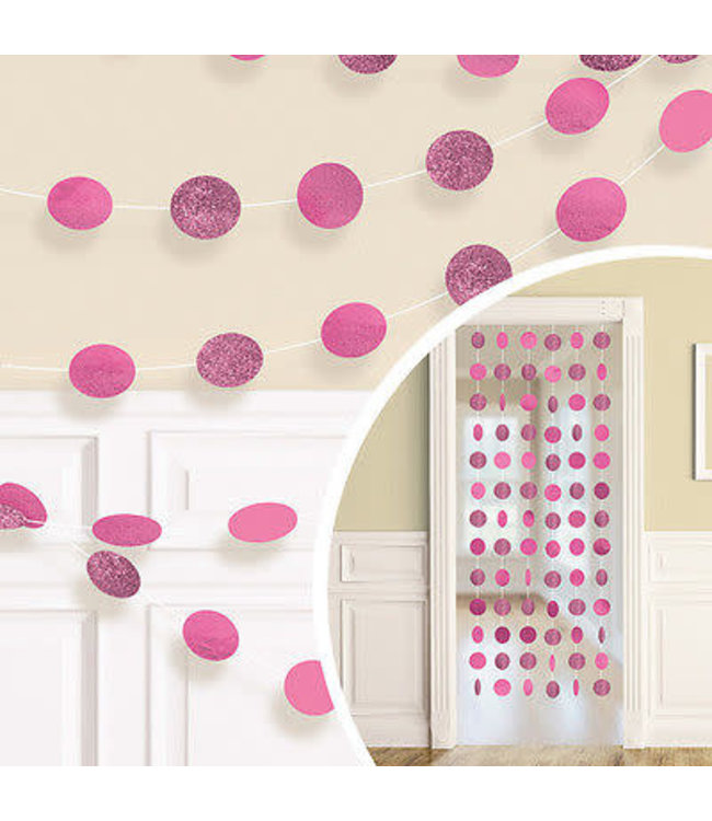 Amscan Inc. Dot Garlands - Bright Pink Glitter