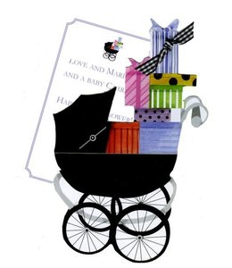 Stevie Streck Designs Greeting Card - Baby Buggy Glittered