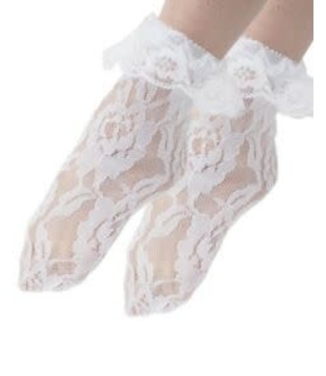 Leg Avenue Socks - Lace Anklet w/ Ruffle White
