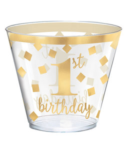 Amscan Inc. tumblers 9 oz 1st birthday gold