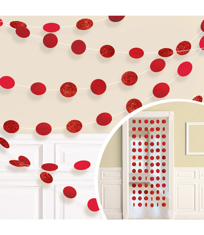 Amscan Inc. Dot Garlands- RED GLITTER