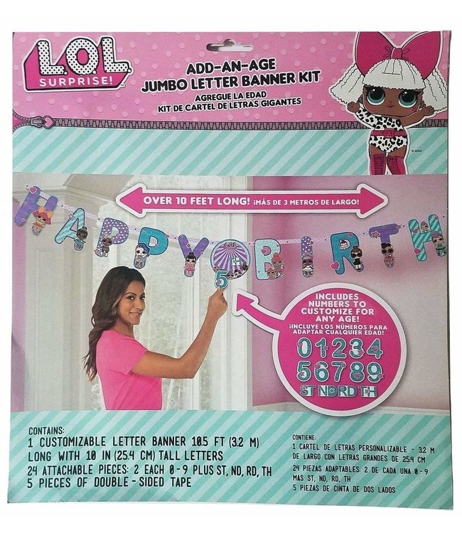 Amscan Inc. Jumbo Letter Banner - L.O.L. Surprise Add An Age