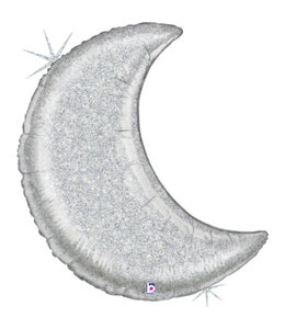 Betallic 42 Inch Balloon Silver Glitter Crescent Moon Shape Flat