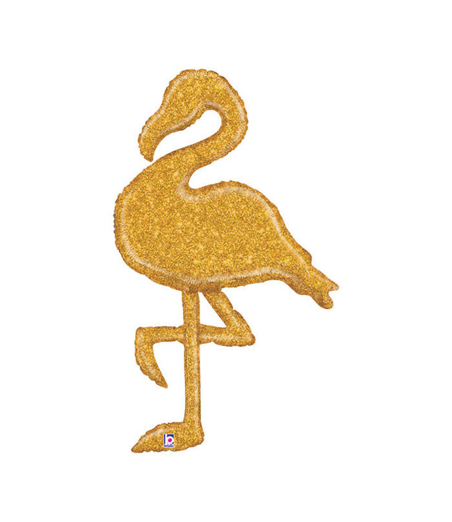 Betallic 53 Inch Balloon Gold Glitter Flamingo Shape Flatl