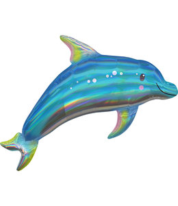 Anagram 29 Inch Balloon Iridescent Blue Dolphin Shape-PKG