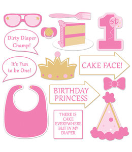 The Beistle Company 1st Birthday Girl Photo Fun Signs 3Inch-10Inch 14/pk