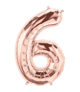 North Star Balloons 34 Inch Balloon Number 6 Rose Gold
