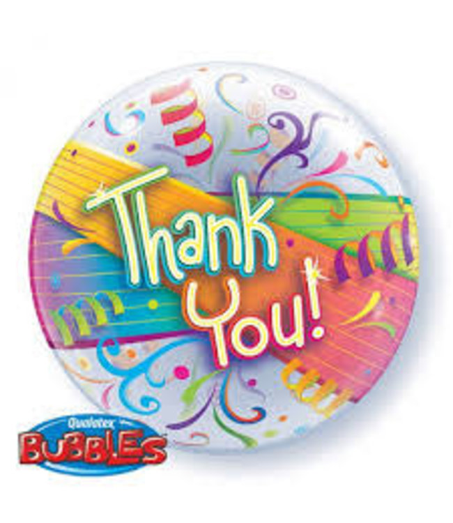 Qualatex 22" Mylar Balloon-Single Bubble Thank You Streamers