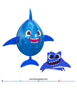 Baby Shark Balloon Kit - (3 fins, Tail, eyes, mouth & 2 11 Inch latex balloons)