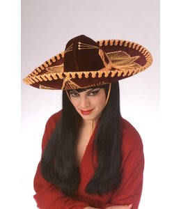 Rubies Costumes Adult Velour Mexican Sombrero-Red With Gold Rim