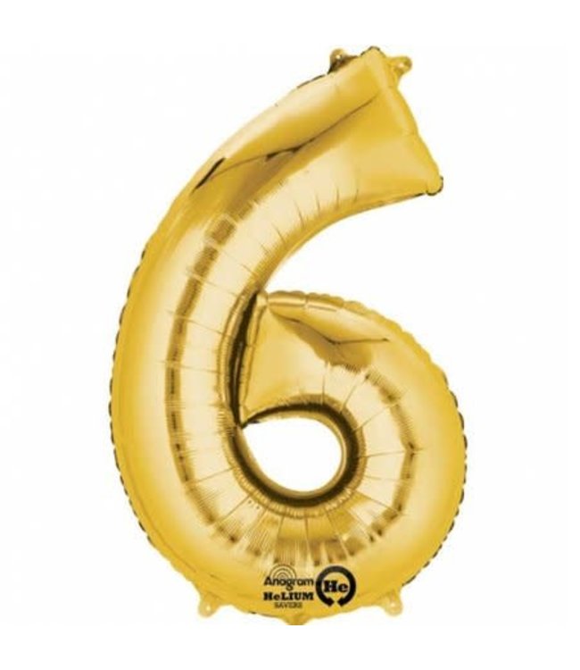 Erwin Distributing 34'' Balloon Number 6 Gold