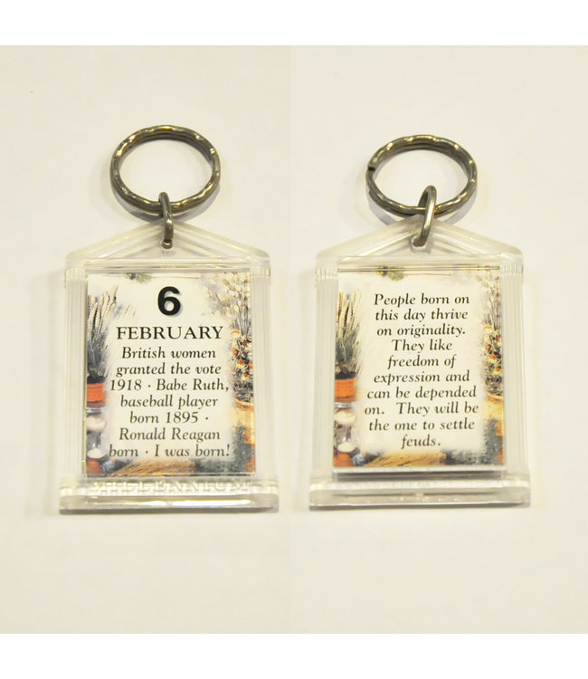 History & Heraldry The Day You Were Born Keyring - Feb 6