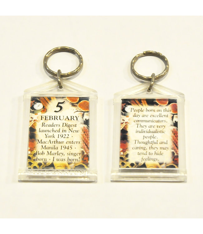 History & Heraldry The Day You Were Born Keyring - Feb 5
