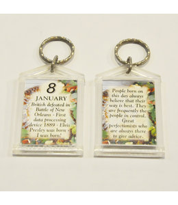 History & Heraldry The Day You Were Born Keyring - Jan 8