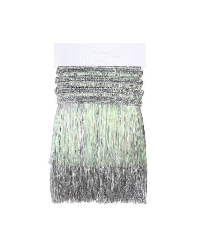 Meri Meri 6 foot Tinsel Fringe Garland-Silver Iridescent