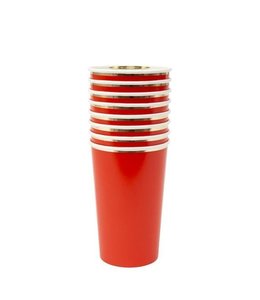 Meri Meri Highball Cups (3.375 x 5.125 x 3.375) Inches 8/pk-Red