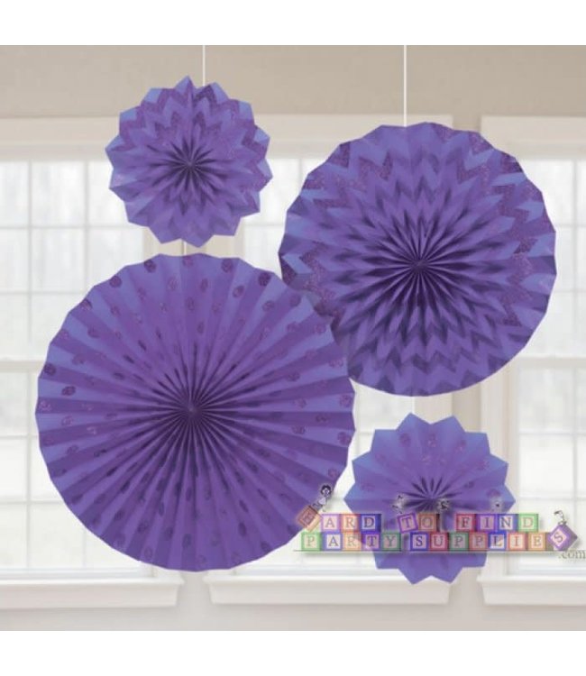 Amscan Inc. Glitter Fans 4/pk-New Purple