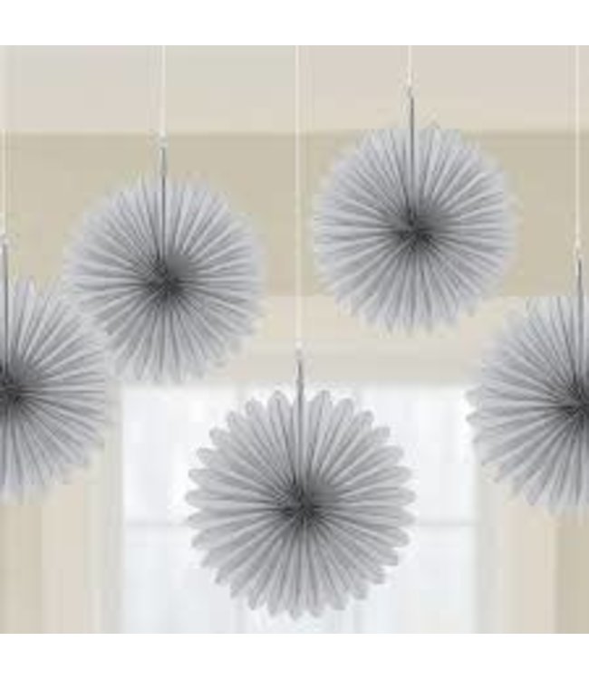 Amscan Inc. Mini Fan Deco 5/pk-Silver