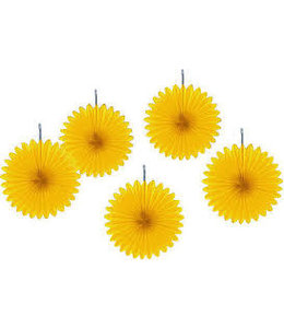 Amscan Inc. Mini Fan Deco 5 Count - Sunshine Yellow 5 Count