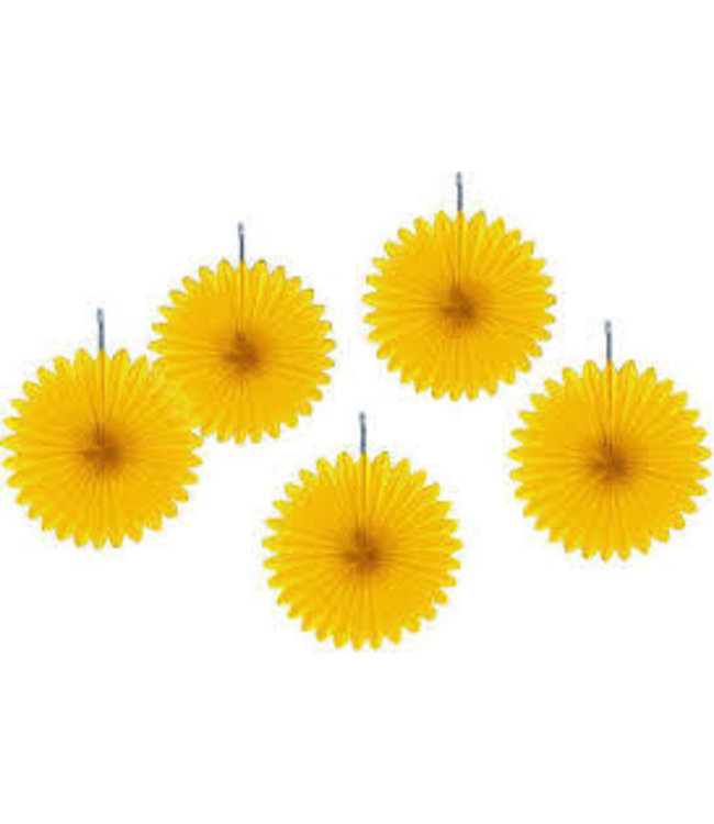 Amscan Inc. Mini Fan Deco 5 Count - Sunshine Yellow 5 Count