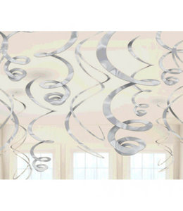 Amscan Inc. Plastic Swirl Decorations 22 Inches 12/pk-Silver