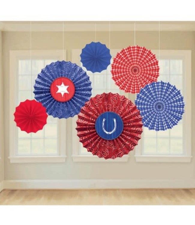 Amscan Inc. Western Paper Fan Decorations 6/pk