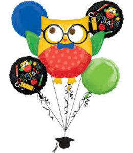 Anagram Balloon Bouquet - Congrats Owl Hooray 5pc