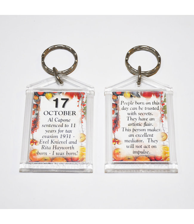 History & Heraldry The Day You Were Born Keyring - Oct 17