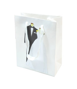 Stevie Streck Designs Medium Gift Bag - Here Comes The Bride W/Tulle